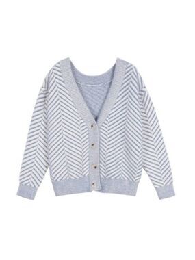 FRNCH Diagonal Stripe Chenille V-Neck Cardigan